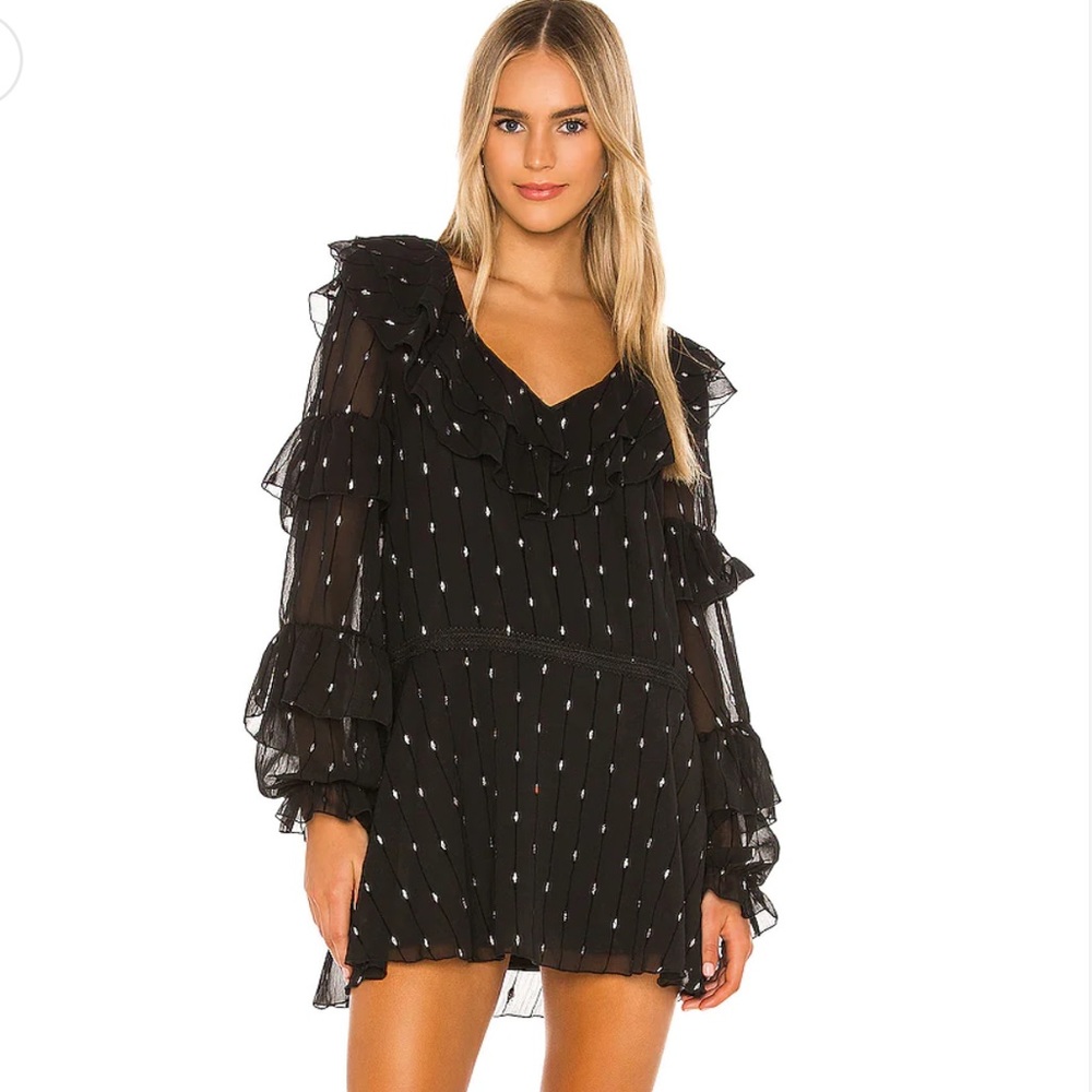 TULAROSA BLACK JEANNIE MINI DRESS